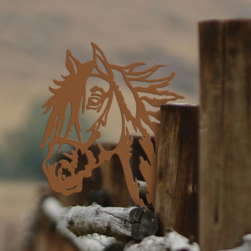 Vintage Horse Statue Wooden Stake Decoration, Metal Wall Decoration Is Used For Bedroom, Garden, Courtyard, And Farmhouse Cabin Decoration_voghion.com