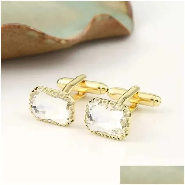 Cuff Ks Mens Fashion Cuffks Rectangar Crystal French Shirt Button Accessories High End Wedding Gift Drop Delivery_voghion.com