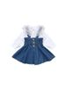 Kids Clothing wholesale girls suit autumn new style children's cute big lapel shirt plus denim overalls skirt two piece suit_voghion.com
