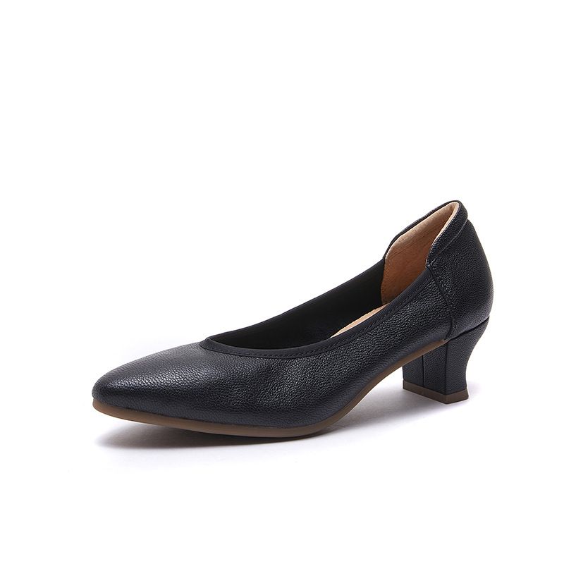 Scarpe da donna a punta con tacco singolo, antiusura, anticaduta, con cuscino in pelle di pecora Dongguan Platinum, 4 cm_voghion.com