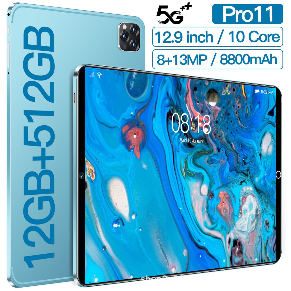 Tablet Android da 10,1 pollici con WiFi, Bluetooth, GPS e chiamate 3G - Processore a 8 core, 16 GB di memoria, doppia fotocamera, scocca in metallo - Bianco/Blu/Nero/Verde_voghion.com