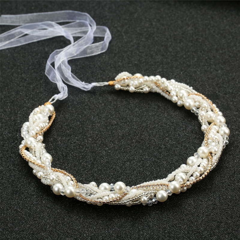 Coiffe de mariée simple de nouveau style, style forêt de fées super féerique, bandeau de perles fait à la main, accessoires de robe de mariée en cristal doux_voghion.com