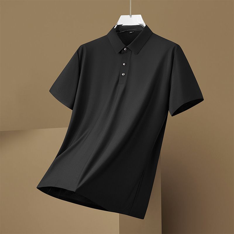 2025d Plus Size Men's Summer Thin Short Sleeve Polo Shirt For Big And Tall, Business Casual Solid Color Turn-down Collar_voghion.com