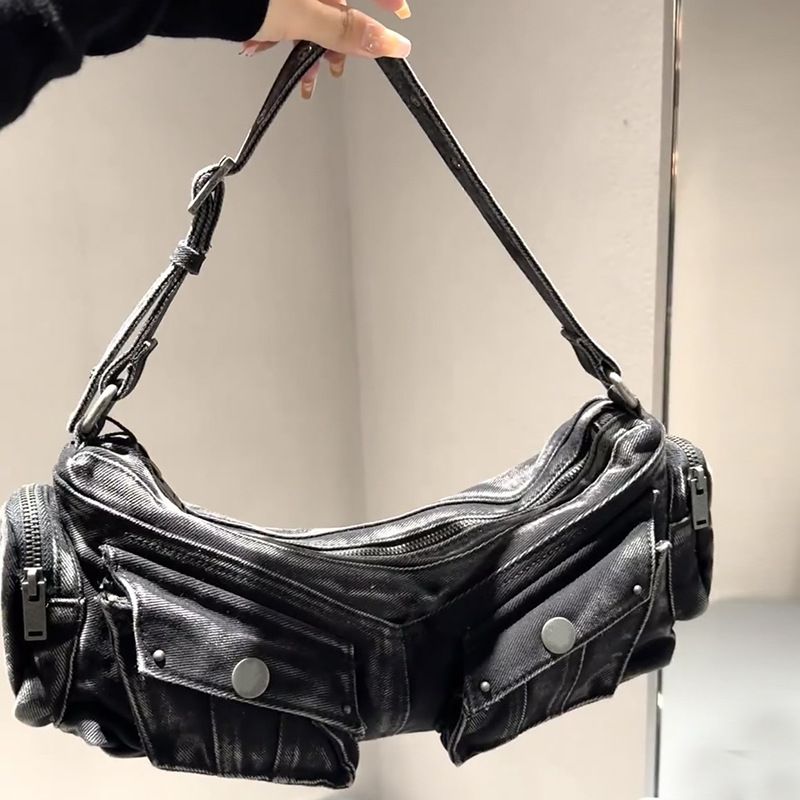 2025 Casual Multi-functional Washable Denim Multi-pocket Single-shoulder Women's Bag_voghion.com