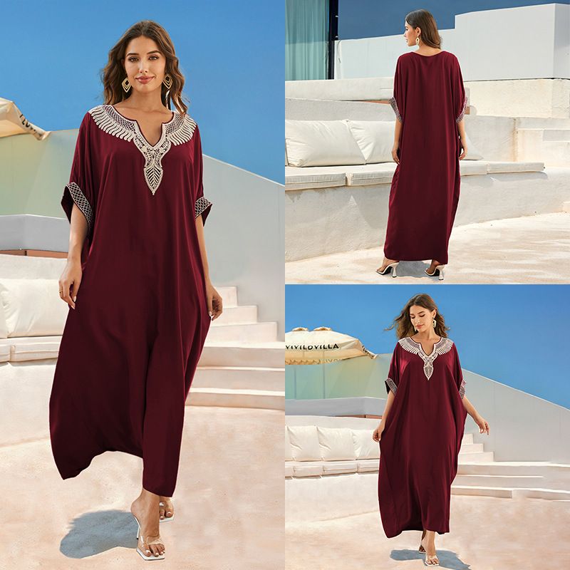 Ropa de mujer, falda larga de algodón bordada de talla grande, ropa de playa para mujer, protección solar, bata larga, cubierta exterior de bikini_voghion.com