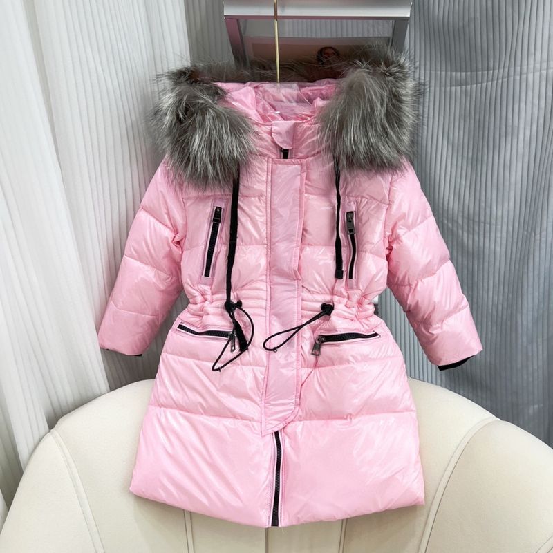 2022 Winter Neue Kinder Unisex Baby Daunenjacke mit übergroßem Pelzkragen, verdickter Mantel für Mädchen, mittellang_voghion.com