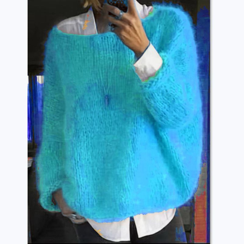 Pull oversize en tricot pour femme – Pull ras du cou en mélange acrylique doux (S-XXL, pastels glacés, épaules tombantes, essentiel streetwear)_voghion.com