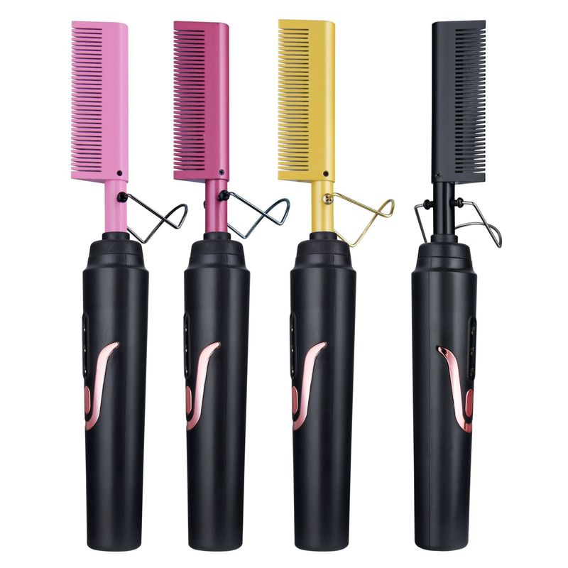 Hair Curler Electric Heating Comb, Wet And Dry Dual Use Electric Heating Copper Comb, Hair Straightening Comb, Home Perm Curling Iron_voghion.com
