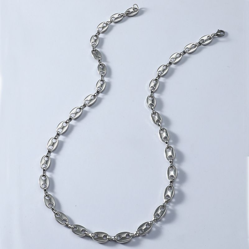 Conjunto de pulseiras de corrente de grãos de café para homens e mulheres, colar de nariz de porco, joias de charme de personalidade hip hop_voghion.com