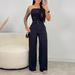 Women's Clothing Standing Tube Top Button Vest Opening Closing Placket Wide Leg Trousers Suit_voghion.com
