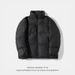 Men's Short PU Puffer Jacket, Winter Stand Collar Quilted Coat, Streetwear Oversized Bomber With Side Pockets, Lightweight Yet Warm, Unisex Outerwear_voghion.com