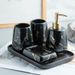 Elegant Ceramic Bathroom Set – Marble-Inspired Soap Dispenser, Toothbrush Holder & Cotton Swab Jar (3-Piece/4-Piece/5-Piece)_voghion.com
