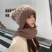 Hat, women's scarf, all in one, warm versatile for autumn winter. Western style woolen hat, fashionable Korean version,_voghion.com