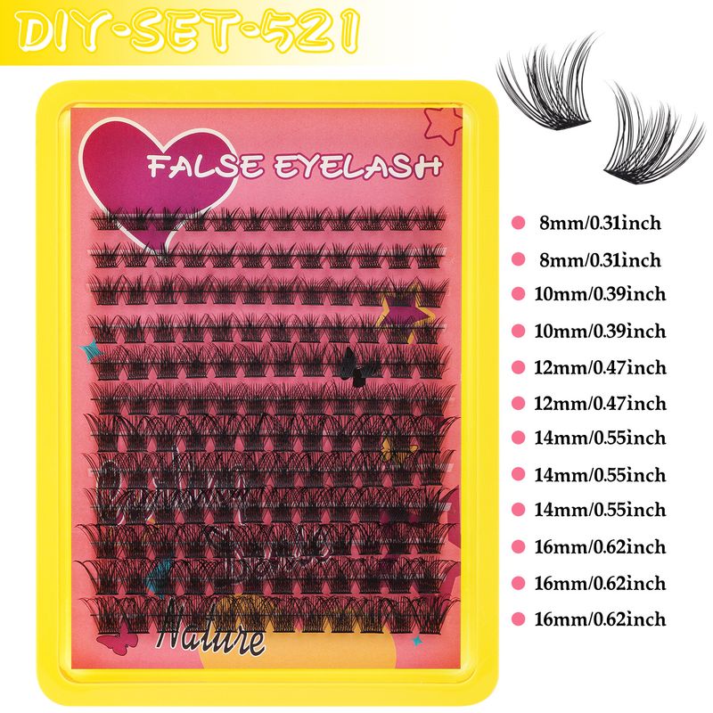 Schönheit Gesundheit DIY falsche Wimpernverlängerung Anzug einzelnes Haarbüschel 240 Büschel dick gewellt großes Auge D gewellte Wimper_voghion.com