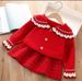 Girls' Knit Set Skirt Female Treasure College Style Sweater Cardigan Two-piece Sweater Set Skirt_voghion.com