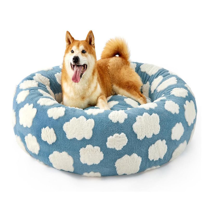Cama para cães e gatos, redonda, macia e confortável, de algodão e veludo, durável e quente_voghion.com