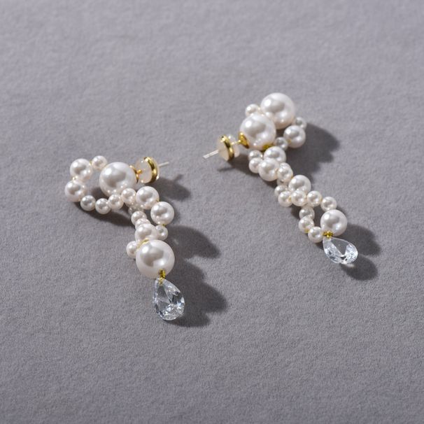 Women's Jewelry Irregular Pearl Drop Earrings With S925 Silver Studs, Unique Geometric Design For Everyday Wear_voghion.com