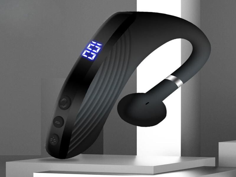 Business Wireless Headset With Open-Ear Design, Single-Side, Battery Display - Bluetooth Earpiece MS16 For Universal Cell Phone And Bluetooth Device_voghion.com