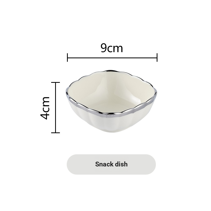 Minimalist Ceramic Tableware Set With Silver Electroplating - Japanese-Inspired Bowls & Plates For Home, Restaurant & Gifting_voghion.com