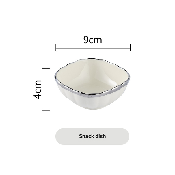 Minimalist Ceramic Tableware Set With Silver Electroplating - Japanese-Inspired Bowls & Plates For Home, Restaurant & Gifting_voghion.com