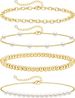 Bracciale con perline in oro Zeffy per donna, set di gioielli placcati in oro 14 carati con catena a maglie a forma di graffetta, braccialetti impilabili alla moda_voghion.com