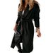 Elegante abrigo largo de lana para mujer: gabardina de talla grande con cinturón, ideal para oficina, otoño e invierno._voghion.com