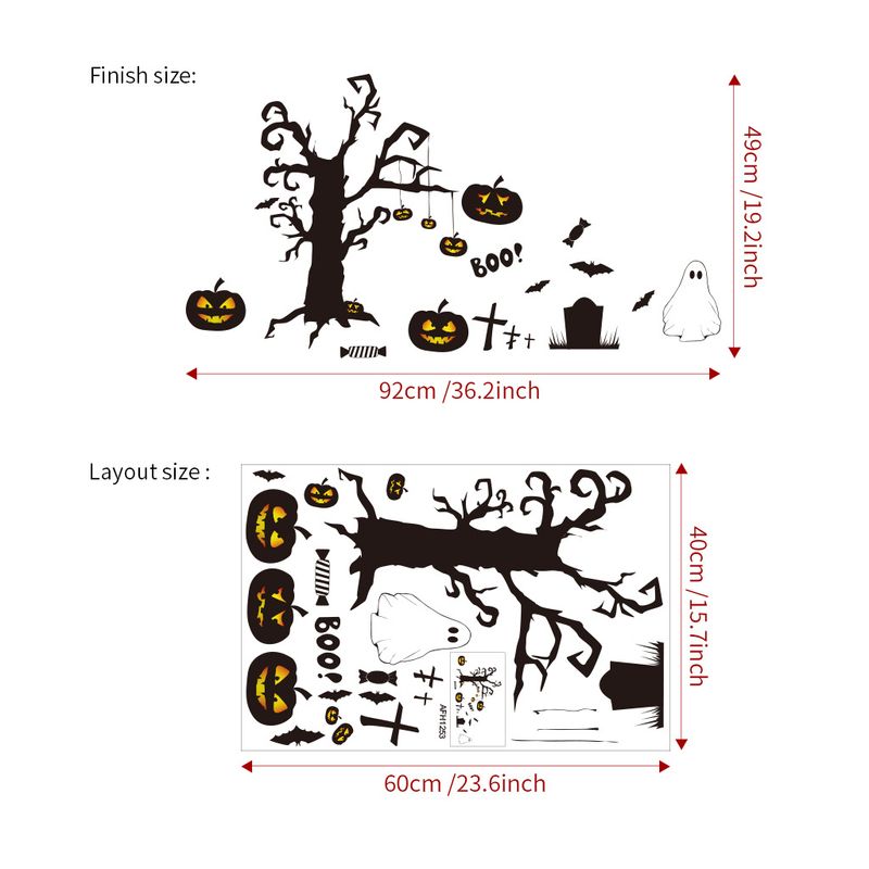 Halloween Black Branch Pumpkin Ghost AFH1253 Customized Living R and Bedr Decoration Wall Stickers_voghion.com