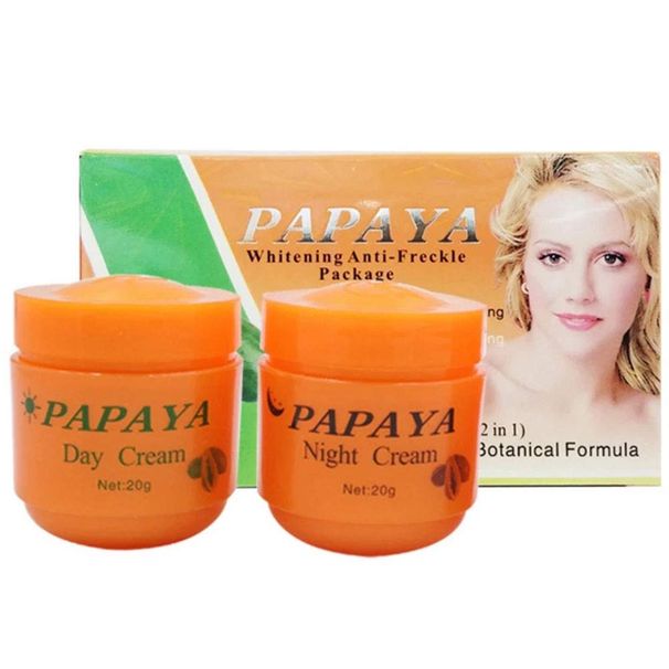 Papaya Whitening Facial Cream, Improve melanin Skin Smoothness, Provide Elastic and Youthful Skin, Lnclude Day Cream and Night Cream_voghion.com