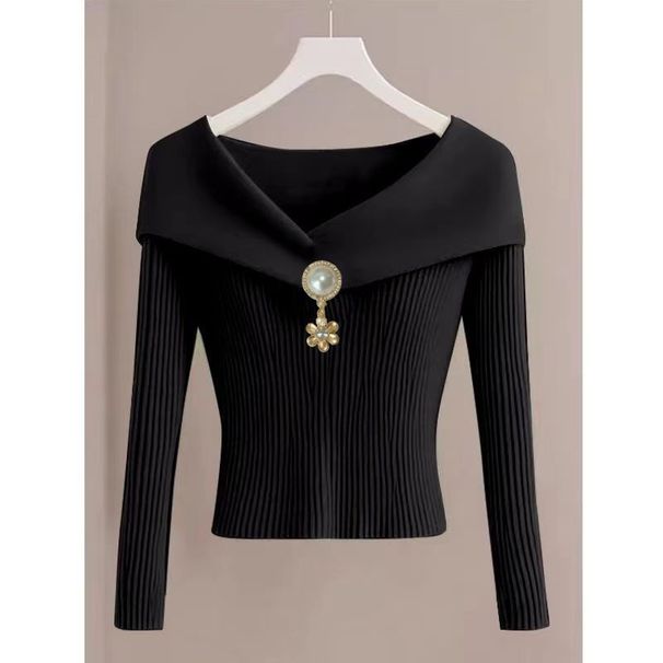 Γυναικεία Ρούχα Νέο Στιλ Μοντέρνα ψηλά κομψά μακρυμάνικα πλεκτά ζεστά μπλουζάκια για γυναίκες με μικρή τάση ιδιοσυγκρασίας σε στυλ αρώματος_voghion.com