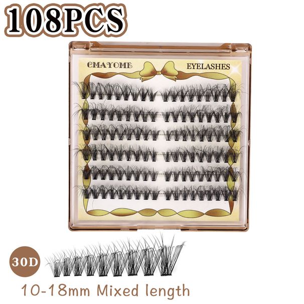 CMAYOME 108 Pcs Fluffy D-Curl Cluster Lashes Kit - 10-18mm DIY Extension Individual False Eyelashes Set With Lash Glue, Tweezers & Brush_voghion.com