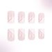 24PCS Medium-Long Fake Nails – French Tip White Line Oval Shape Press On Nails, Reusable False Nails With Glue & File, Elegant & Simple Ins Style_voghion.com