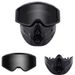 Unisex Motorcycle Goggles With Detachable Face Mask - Black Frame & Interchangeable Lenses For Off-Road, Cycling, And Outdoor Sports_voghion.com
