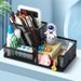 Four-Grid Metal Holder Large Capacity Thickened Desktop Organizer Multi-Functional Office Pen Box Classification Storage_voghion.com
