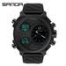 SANDA LED Digital Sport Watches 50m Waterproof Electronic Wristwatch Three Time Display Quartz Watch for Men Alarm Clock_voghion.com