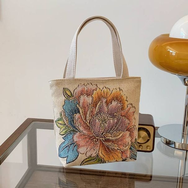 Double-Sided Embroidered & Metallic Thread Handbag – Ethnic Style Tote Bag, Shoulder Purse for Work and Casual Use with Zipper Closure_voghion.com
