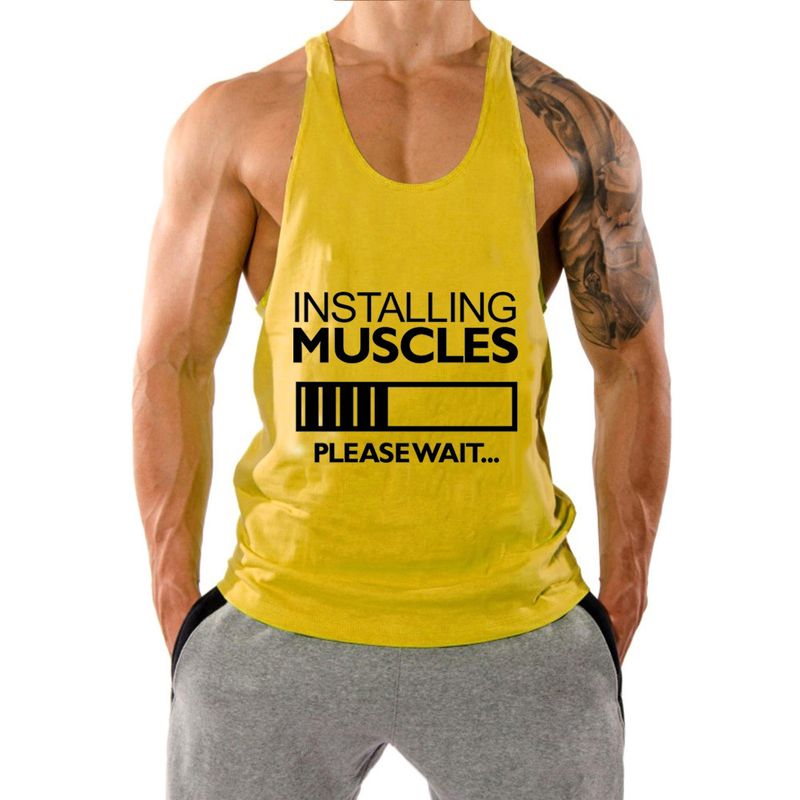 Sports Workout Casual Printed Tank Top Cotton Trendy Fitness Vest_voghion.com