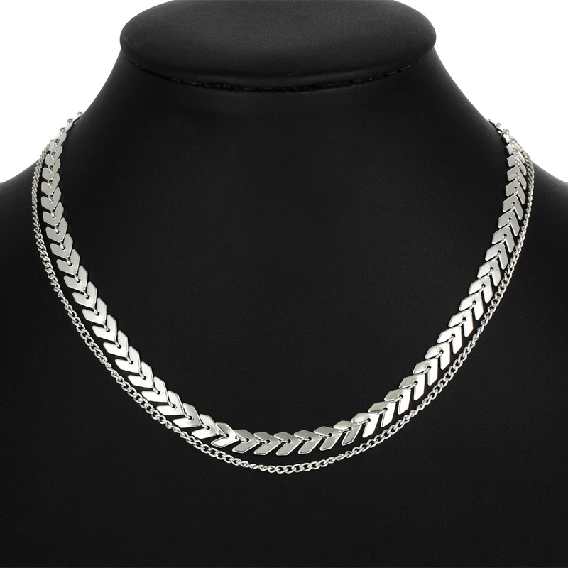 Heiße verkäufe frauen doppel-schicht anhänger halskette, flache kette,_voghion.com