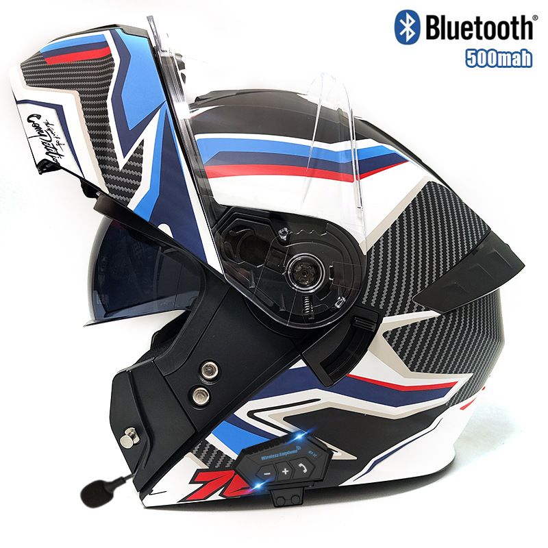 DOT & 3C Certified Modular Motorcycle Helmet – Dual Visor Flip-Up Full Face Helmet With Bluetooth, ABS Shell, Sun Shield & Clear Lens_voghion.com