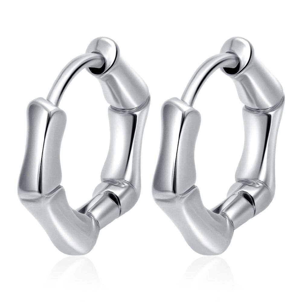 Orecchini a clip in acciaio inossidabile con motivo geometrico europeo e americano, semplici orecchini alla moda di nicchia all'ingrosso per le donne_voghion.com