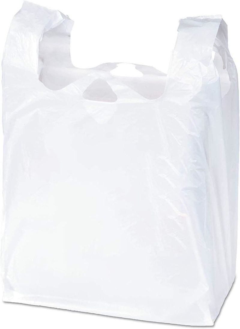 Pack of 1000 White T-Shirt Plastic Bags 11.5 x 6.5 x 21. Plain T-Shirt Carry-Out Bags 11 1/2 x 6 1/2 x 21. Thickness 0.65 mil. Shopping Bags. Handled _voghion.com