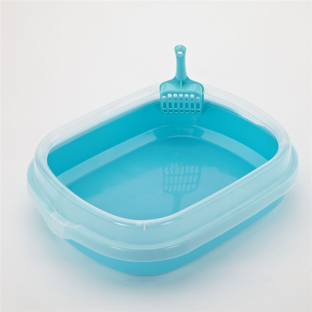 Colorful Bottom Oval Litter Box Cat Toilet With Scoop CF-S Transparent Lid_voghion.com