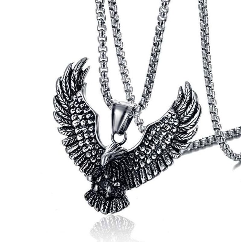 Collar de águila de acero inoxidable para hombre, colgante de animal, estilo retro punk, joyería de animales, regalo de fiesta_voghion.com
