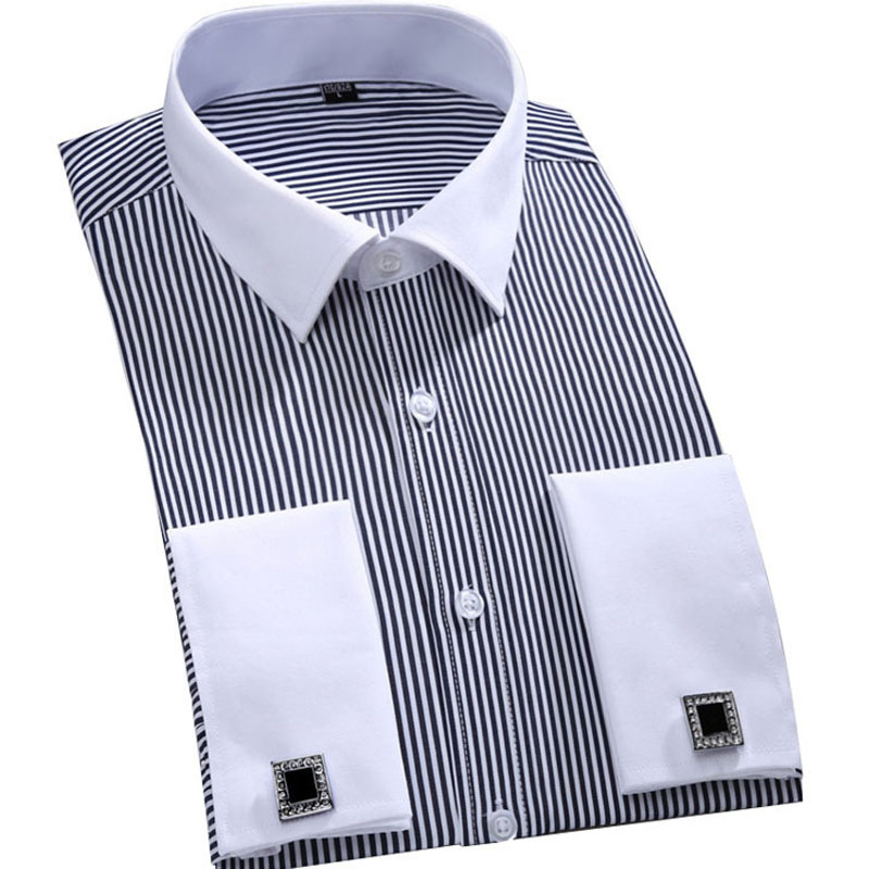 Men's Loose Large Size French Cufflinks Shirt Long Sleeve Autumn_voghion.com