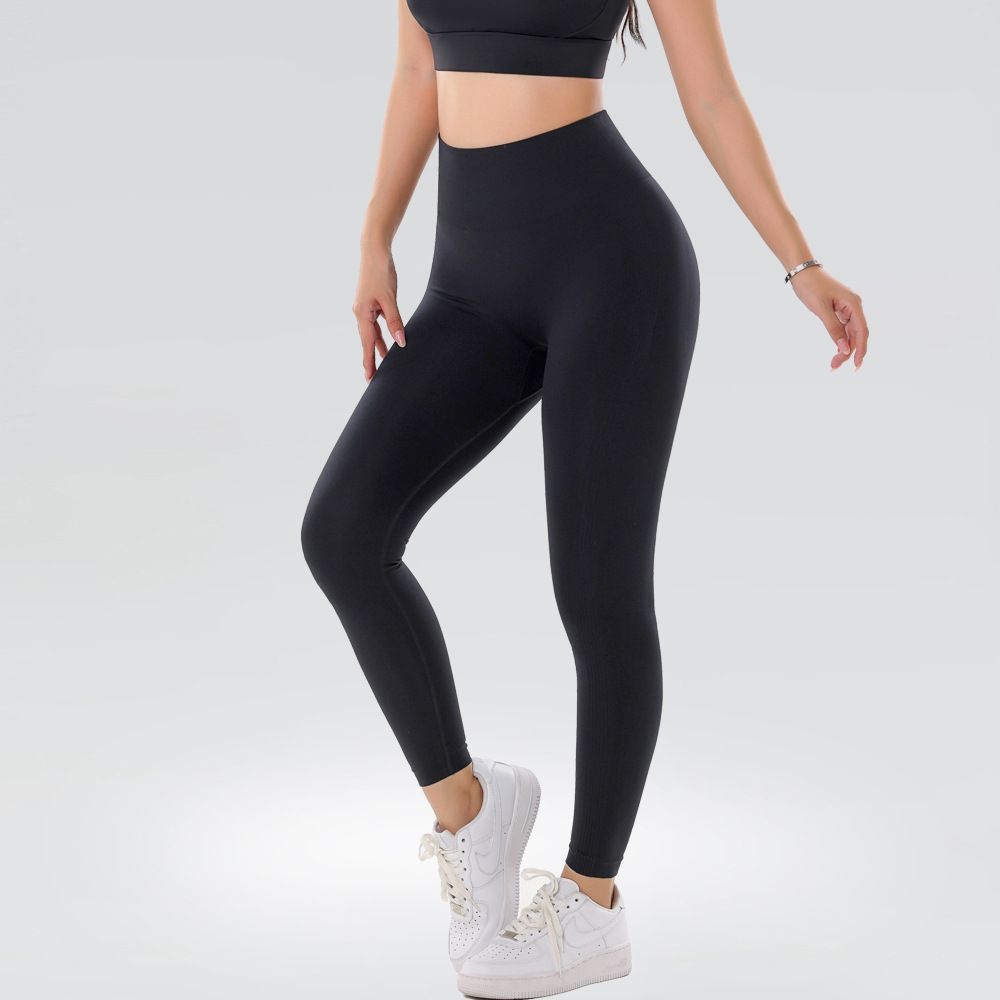 Women's yoga fitness wear high-waisted tummy-control slim-fitting peach butt-lifting sports tights_voghion.com