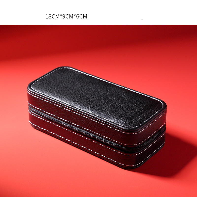 Boîte à montres en cuir synthétique, boîte à bijoux avec fermeture éclair, boîte de rangement pour accessoires, boîte rétro exquise_voghion.com