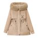Abbigliamento da donna nuovo stile snellente vita con cappuccio grande collo di pelliccia caldo cappotto di cotone_voghion.com