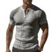 T-shirt à manches courtes et col en V pour homme, couleur unie, décontracté, slim_voghion.com