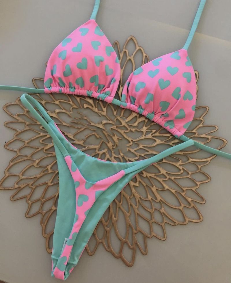 2024 Multi-color Printed Strap Split Swimsuit Brazilian Sexy Thong Bikini_voghion.com