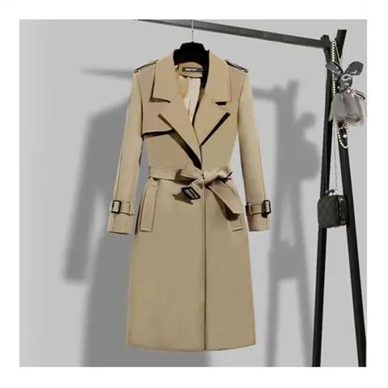 Spring Autumn New Windbreaker Women Korean Waist Slim High-end Elegant Ladies Long Trench Coat For Women Clothes_voghion.com