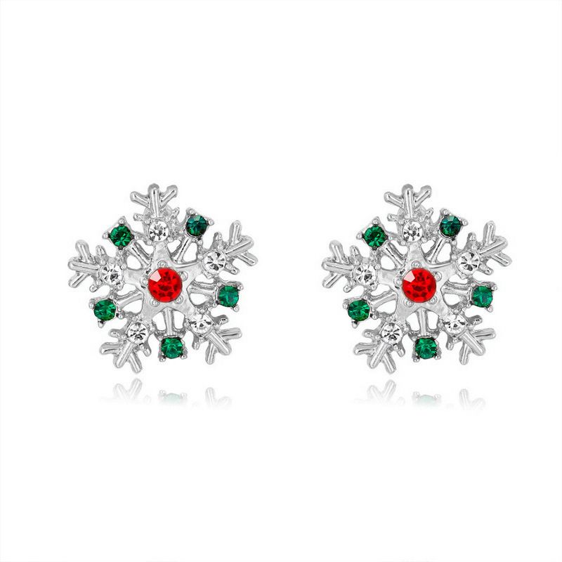 Bijoux de Noël avec boucles d'oreilles flocon de neige serties de diamants, luxe léger, mode haut de gamme, boucles d'oreilles en perles créatives, boucles d'oreilles pour femmesER23Y0765-1_voghion.com
